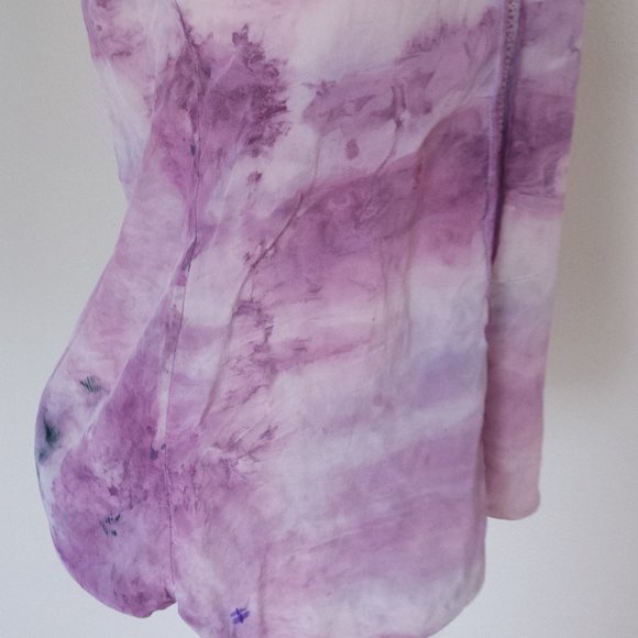 Vince Silk leather Shirt tank camisole painted 0 2 4 small white blush gray blue - Picture 6 of 7